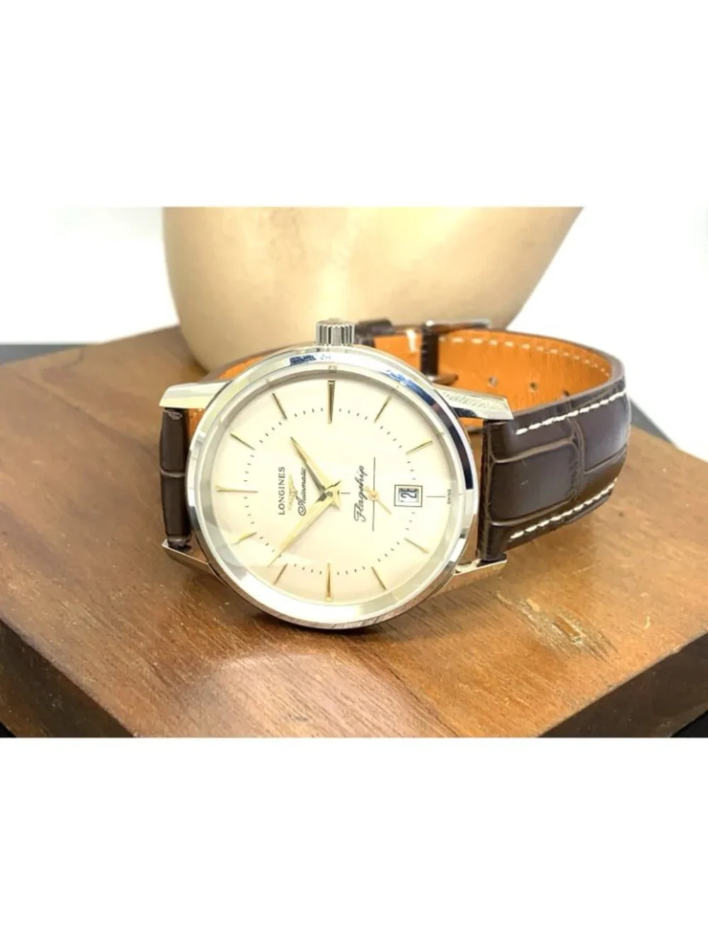 Longines Men's Watch L47954782 Flagship Heritage Swiss Automatic Leather 39mm